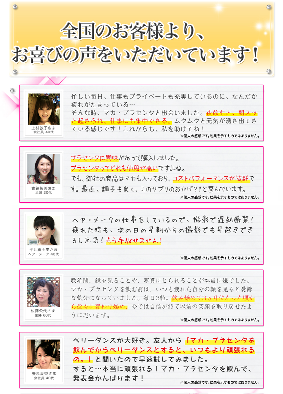 全国のお客様より、お喜びの声をいただいています!